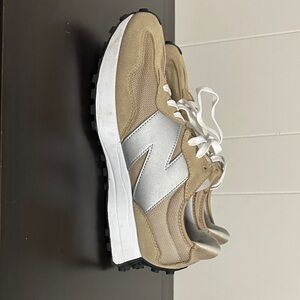 New Balance Tan and White Athletic Shoes